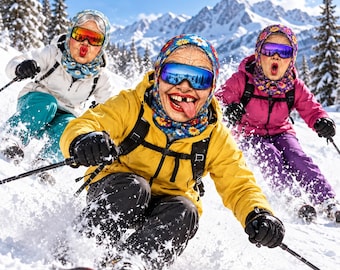 Grandma Face Ski Mask, Funny Old Lady Balaclava, Realistic 3D Face Mask, Novelty Winter Gift for Skiers, Snowboard Party Face Cover