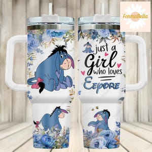 Halloween Eeyore 40oz Tumbler, Disney Donkey Tumbler Cup, Winnie The Pooh Gifts, Movie Characters Tumbler With Straw, Stainless Tumbler