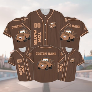 Personalized Mater Cars Baseball Jersey, Tow Mater Disney Shirt, Disney Trip Vacation Jersey, Route 66 Family Trip Tee, Car Lover Gift
