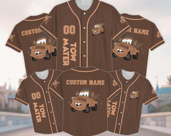 Camiseta de béisbol personalizada de Mater Cars, camiseta de Tow Mater Disney, camiseta de viaje a Disney, camiseta de viaje familiar de la Ruta 66, regalo para amantes de los autos
