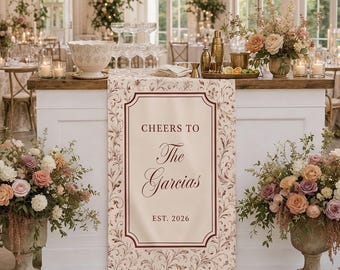 Personalized Wedding Bar Sign, Cotton Linen Bridal Decor Reception, Signature Drink Wedding Sign, Wedding Decor