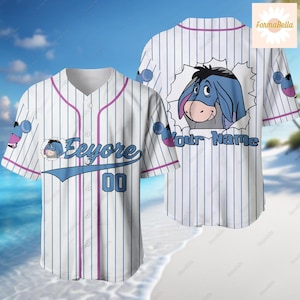 Camiseta de béisbol de Halloween de Eeyore, camiseta personalizada, camiseta de Winnie The Pooh, camiseta de béisbol de Disney Donkey, camiseta de dibujos animados, camiseta impresa en 3D