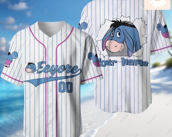 Camiseta de béisbol de Halloween de Eeyore, camiseta personalizada, camiseta de Winnie The Pooh, camiseta de béisbol de Disney Donkey, camiseta de dibujos animados, camiseta impresa en 3D