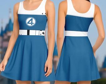 Sue Storm Costume Skater Dress, Invisible Woman Dress, Fantastic Four Cosplay Dress, Invisible Woman Outfit, Superhero Costume Dress