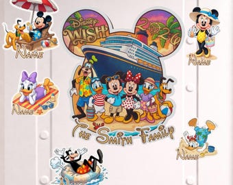 Imán personalizado para crucero familiar Disney Wish, imán personalizado para puerta Disney, decoración de crucero de Mickey y sus amigos 2026