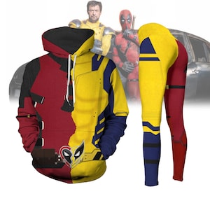 Deadpool And Wolverine Costume Hoodie, Deadpool Cosplay Hoodie, Wolverine Women&#39;s Leggings, Superhero Hoodie, Halloween Costume Shirt
