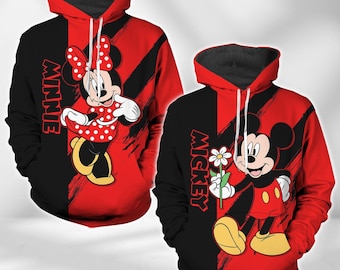 Micky und Minnie Hoodie, personalisierte paar Hoodie, Disney Passenden Hoodie, Valentinstag Geschenk, Flitterwochen Geschenk, Paare Outfits