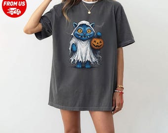 Derpy Tiger Halloween Comfort Colors Shirt, Funny Tiger Tee, Pumpkin Fall Vibes Shirt, Demon Tiger Ghost Shirt, Pumpkin Tiger Shirt