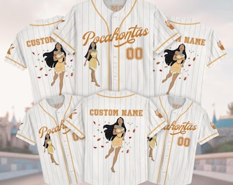 Personalized Pocahontas Baseball Jersey, Disney Princess Matching Jersey Shirt, Disney Pocahontas Jersey, Matching Family Disney Outfit