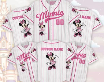 Benutzerdefinierte Minnie Maus Baseball Jersey, Disneyland Trip Passendes Shirt, Micky Maus Outfit, Minnie Jersey Shirt, Disneyland Familie Shirt