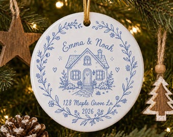 Personalized Housewarming Ornament, Custom Home Address, First Christmas In Our Home Keepsake, New Homeowner Gift, Christmas Ornament