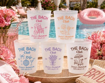 Personalized Frosted Bachelorette Cups, Custom Bach Club Party Cups, Wedding Frosted Cups, Reception Bar Drinkware, Bridal Shower Favor