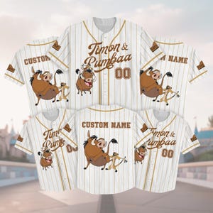 Timon und Pumbaa König der Löwen Baseball Jersey, Hakuna Matata Disney Shirt, lustiges Cartoon Tier T-Shirt, passendes Disney Family Trip Outfit