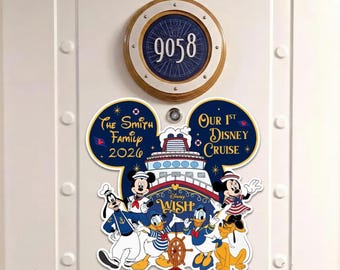 Imán personalizado para el crucero Disney Wish, decoración para la puerta de nuestro primer crucero familiar Disney, imán personalizado de Mickey y sus amigos 2026