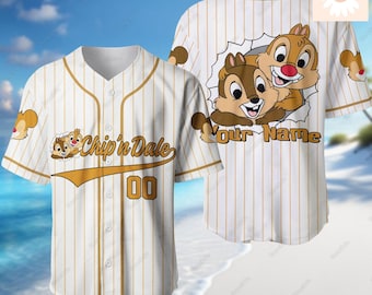 Halloween Personalize Chip And Dale Jersey Shirt, Disney Character Shirt, Custom Kids, Adult Disney Baseball Jersey Outfits, BFF Gifts
