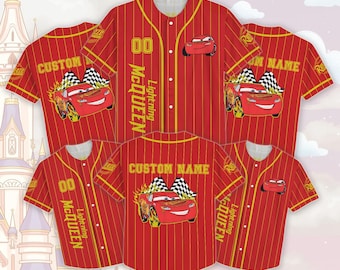 Maglia da baseball personalizzata di Saetta McQueen, maglia Disney Cars, maglia di Saetta McQueen, maglietta del film Cars, regalo Disney per bambini