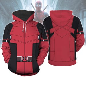 Deadpool Hoodie, Deadpool Costume Cosplay Shirt, Halloween Superhero Cosplay Sweatshirt, Mutant Human Cosplay, Deadpool 3 Movie Tee