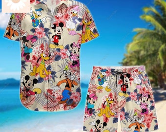 Halloween Mickey Hawaiian Shirt, Disney Mickey Shorts, Mickey And Friends Hawaii Shirt, Disney Cartoon Short Sleeve Button Up Shirt For Men