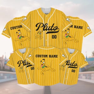Koszulka baseballowa Pluto na zamówienie, koszulka z nadrukiem psa Disneya, koszulka baseballowa z przyjacielem Myszki Miki, pasujące stroje Disneya, koszulka Pluto Disney