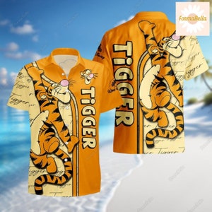 Halloween Tigger Hawaiihemd, Winnie The Pooh Shirt, Cartoon Sommer Strand Shirt, Disney Urlaubsgeschenke, Button Down Shirt