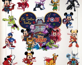 Imán personalizado para la puerta del crucero Disney Wish, imán personalizado para vacaciones familiares 2026, decoración de crucero de Mickey y sus amigos.