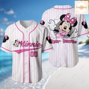 Camiseta de béisbol personalizada de Minnie Mouse para Halloween, camiseta de película de dibujos animados, atuendo de camiseta para adultos y niños, camiseta de personajes de Disney, camiseta 3D