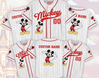 Custom Mickey Mouse Baseball Jersey, Disney Character Shirt, Vintage Mickey Sports Tee, Disney Family Vacation Jersey, Matching Outfit