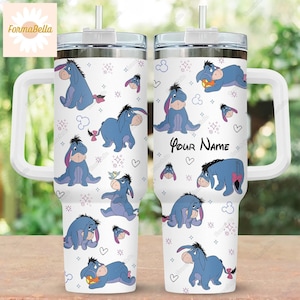 Halloween Eeyore 40oz Becher, personalisierter Becher, Winnie The Pooh, Disney Esel Becher, Edelstahlbecher, Becher mit Strohhalm