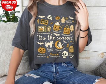 Halloween Tis The Season Vintage Comfort Colors Shirt, Retro Halloween Tshirt, Pumpkin Witch Shirt, Spooky Season Tee, Spooky Vibes Tee