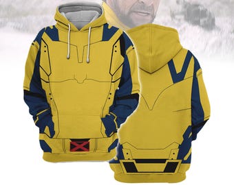 Halloween Wolverine Kostüm Hoodie, Deadpool 3 Film Shirt, Superheld Charaktere Cosplay Shirt, trendiges Wolverine Cosplay für Erwachsene