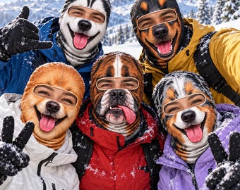 Funny Puppy Face Mask, 3D Dog Ski Balaclava, Realistic Animal Face Cover, Gag Gift For Ski Friends, Winter Snowboard Party Gear Mask