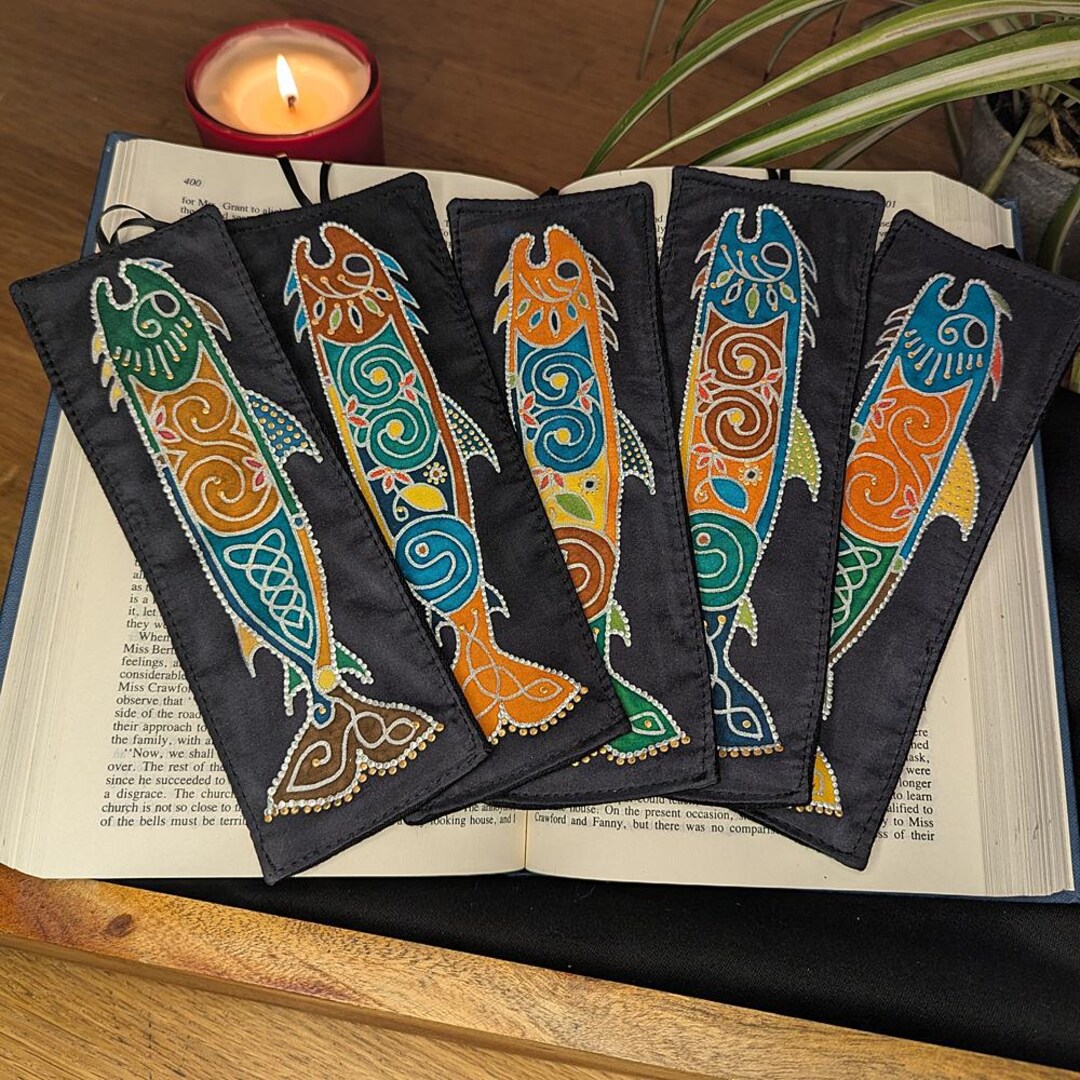 Celtic Ritual Markers Mythical Celtic Bookmark - Handpainted Design, Made From Pure Silk and ...