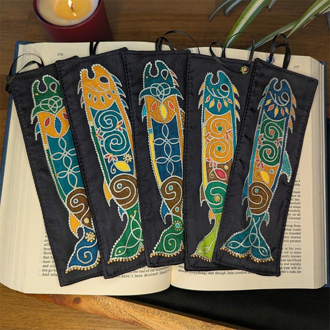 Celtic Ritual Markers Celtic Bookmark Handpainted Design, Made From Silk and Wool Fabric. One ...
