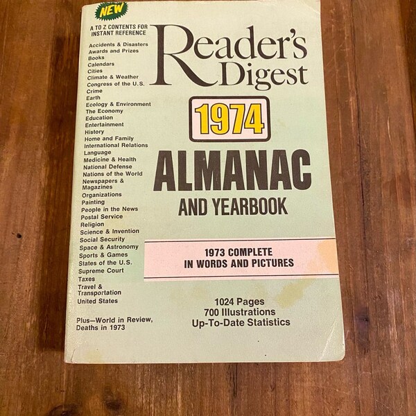 Vintage Readers Digest 1974 Almanac and Yearbook