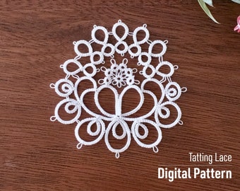 Lotus Flower, Tatting lace Digital pattern