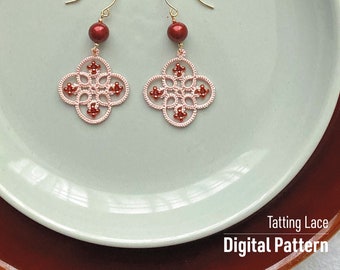 Sugar & Spice earrings, Tatting lace Digital pattern