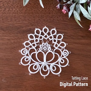 Lotus Flower, Tatting lace Digital pattern