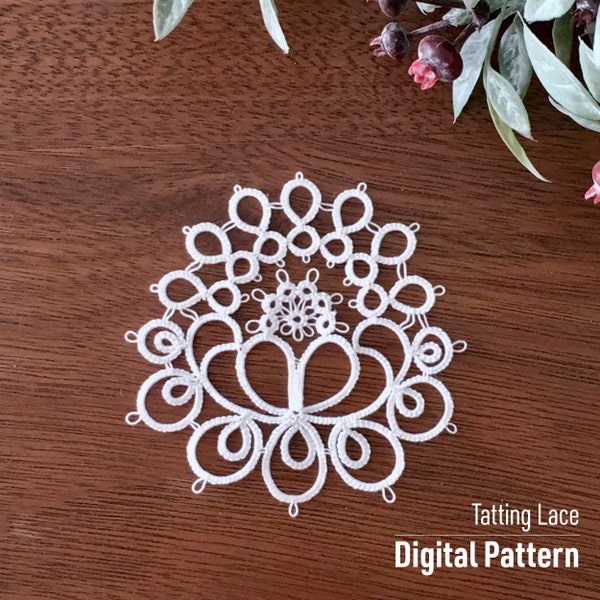 Lotus Flower, Tatting lace Digital pattern