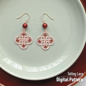 Sugar & Spice earrings, Tatting lace Digital pattern