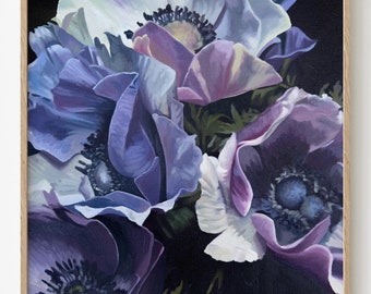 Moody Purple Poppies Oil Painting | Fine Art Print