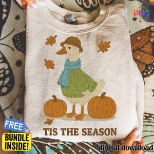 Cozy Autumn Goose PNG: &#39;Tis the Season, Pumpkins (Digital Download)
