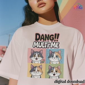 Dang!! Multi-Me Cat PNG, Funny Cartoon Cat Emotions, Cat Loverful, Meme Cat Design, Pastel Color PNG, Pet Lover Gift, Digital Download PNG