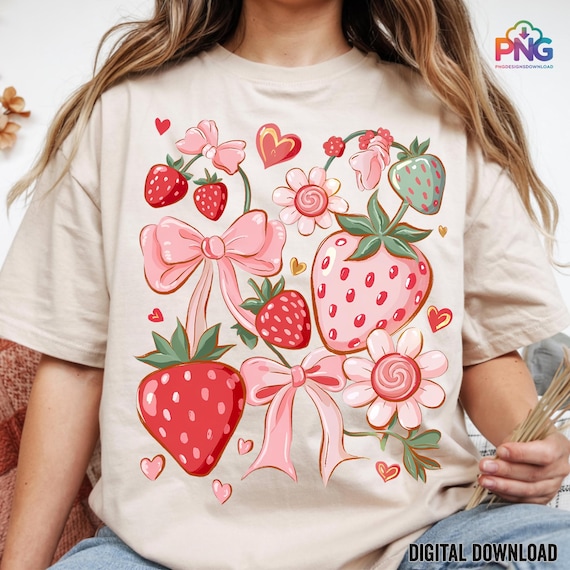 Boho Strawberry Coquette Png, Floral Stawberry Png, Preppy Strawberries Png, Strawberry Festival Png, Summer Strawberry Png, Boho Summer Png