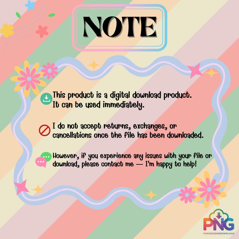 NOTE
🟢 This product is a digital download product. It can be used immediately.
⛔ I do not accept returns, exchanges, or cancellations once the file has been downloaded.
💬 However, if you experience any issues with your file or download, please contact me — I'm happy to help!