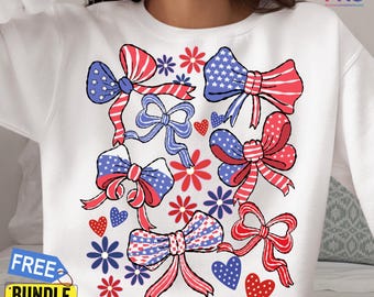 Coquette 4th of July PNG: Patriotic Bow Clipart (Digital Download)