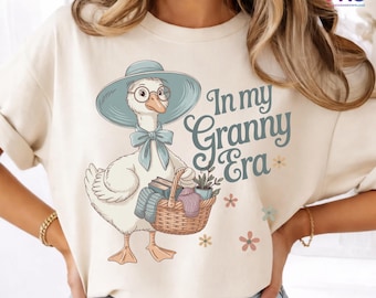 Cozy Vintage Goose PNG | In My Granny Era PNG | Thrifty Goose PNG | Grandma Core Graphic Shirt Design | Digital Download