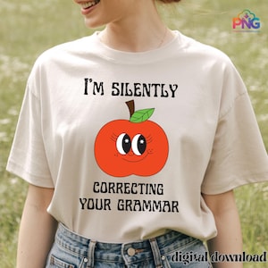 Lustiges Lehrer Zitat PNG | Retro Apple Grammatik Design | Digitaler Download