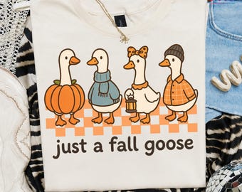Just a Fall Goose Png, Autumn Goose Png, Goose Png rétro, Fall Vibes Png, confortable Checkered Goose Png, citrouille saison en téléchargement numérique