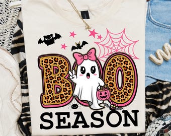 Leopard Boo Season PNG, Halloween Ghost PNG, Spooky Season PNG, Trick or Treat Png, Trendy Shirt Design, Digital Download