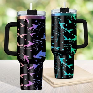 Shark Engraved Tumbler 40oz, Sea Shark Gift for Swimmers, Sea Life Lover Gift, Whale Shark and Ocean Tumbler Gift, Summer Tumbler Gift